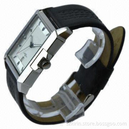 Stainless steel case and back cover watch with Japan three-hand movement and PU leather strap